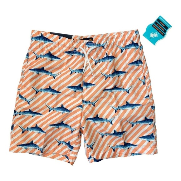 Trunks Surf & Swim Boys Shark Striped Print Swim Trunk Shorts Size XL - Picture 15 of 16